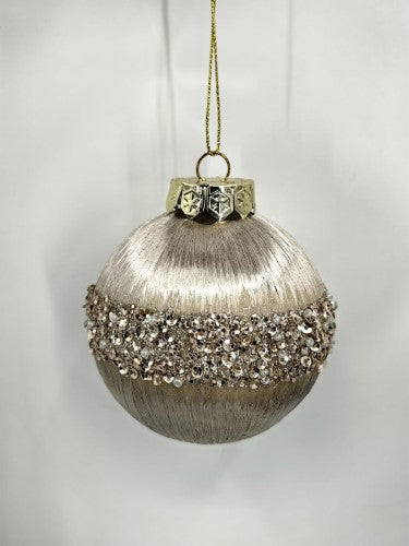 Silky Christmas Tree Baubles - Champagne - Box of 9