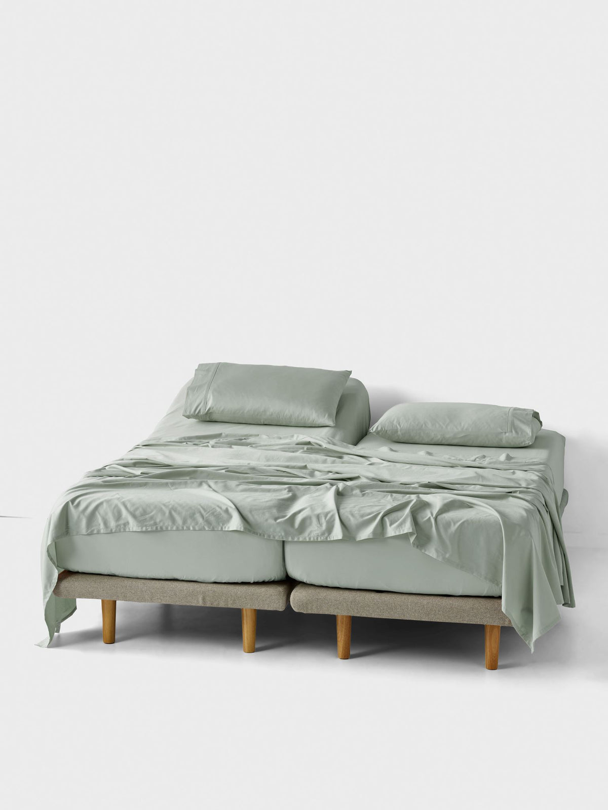 Augusta Sheet Set By Linen House - Green Gum - Split King (AU)