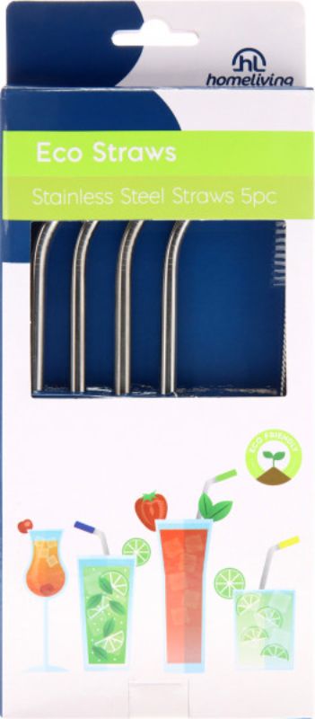 Stainless Steel Drinking Straws 5pc Homeliving