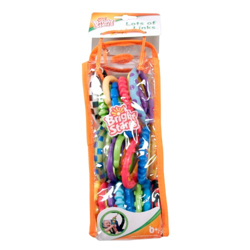 Colorful 24-piece linking toy set for infants, promoting motor skills and toy organization on-the-go.