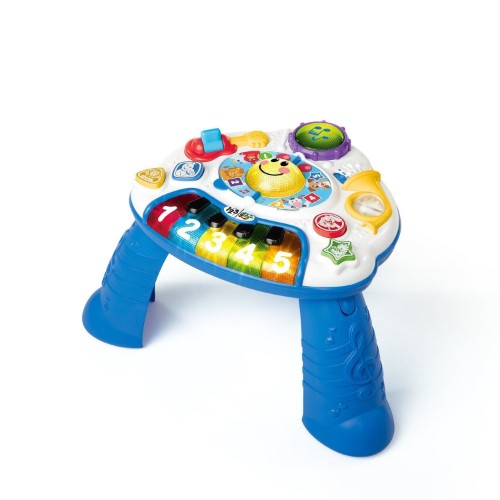 Engaging Baby Einstein Activity Table with piano, drum pad, guitar, lights, and interactive features for musical learning.
