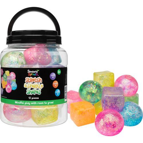 Sensory Sprouts Stretch & Sparkle Shapes Jar of 12