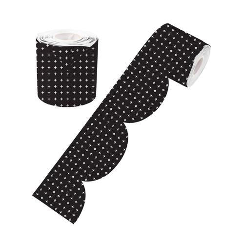 LCBF Black & White Crosses Rolled Scalloped Border