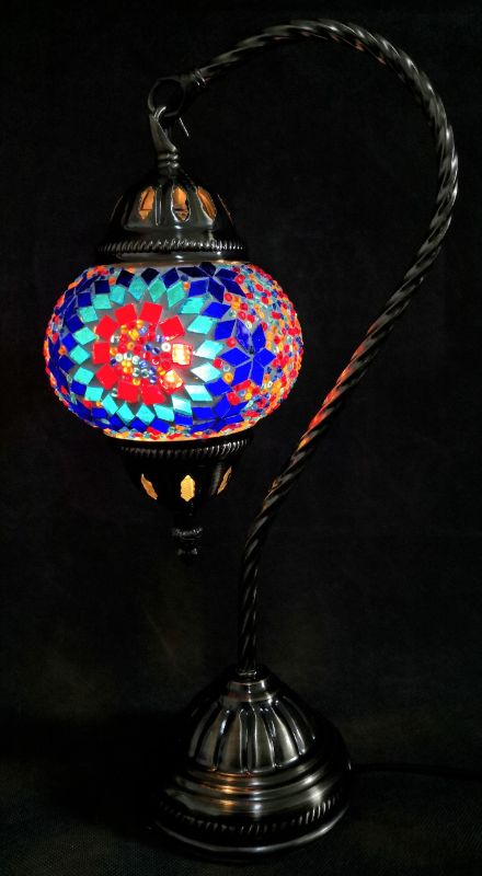 Turkish Mosaic Lamp - Swan Neck Multicolour (37cm)