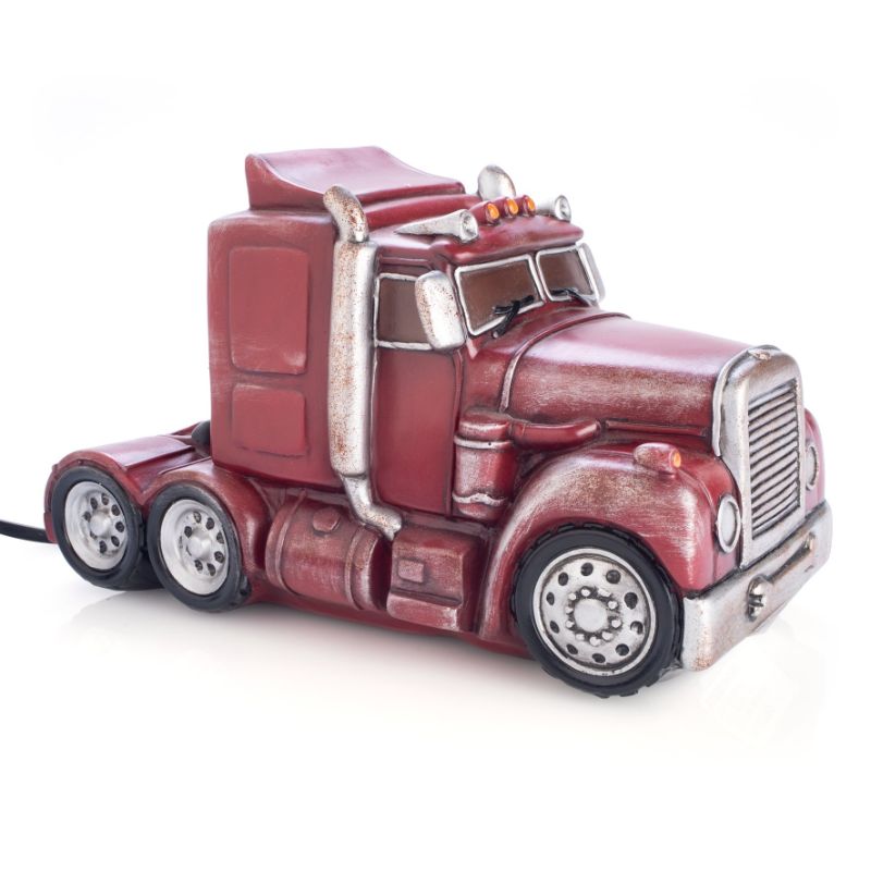 Table Lamp - Red Metal Look Truck (24.6cm)