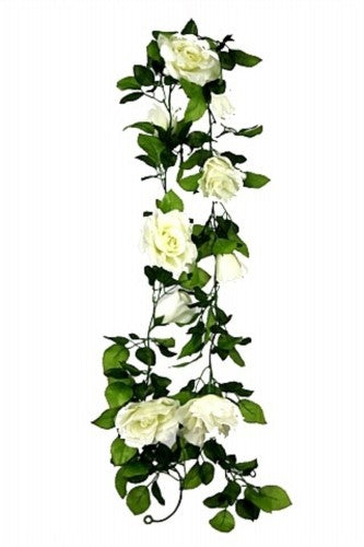 Artificial - 4 x L + 5 x M Head Rose Garland - Pack of 6