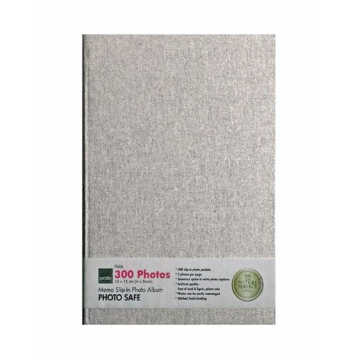PLUSH GREY SLIP-IN 300 PHOTOS 4X6 ALBUM