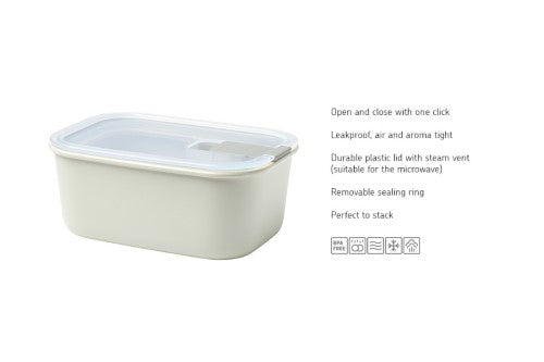 Easyclip Storage 700ml in Nordic White, leakproof container with steam vent, perfect for fridge, freezer, and microwave use.