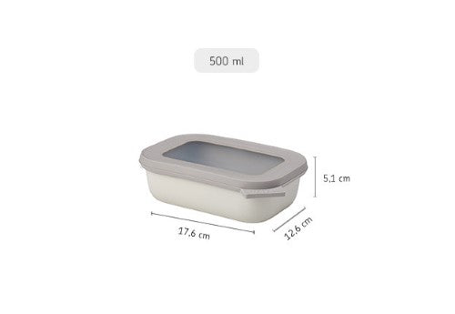 Versatile 500ml Cirqula bowl in Nordic White, perfect for storing, microwaving, and serving meals with a clear viewing lid.