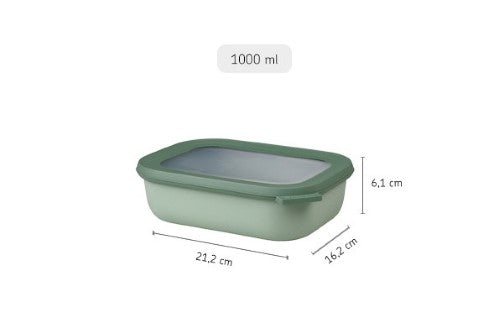 Innovative Nordic Sage food storage bowl, 1000ml, featuring airtight lid, stackable design, and transparent window for easy viewing.