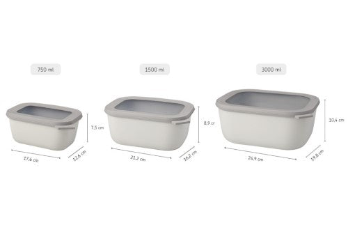 Cirqula Rectangle Large Set 3 Piece Nordic White - Mepal