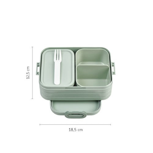 Bento Box Midi Nordic Sage by Mepal: stylish, BPA-free lunch box with two compartments and microwave-safe bento trays.