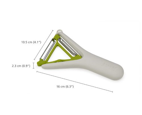 Versatile Joseph Joseph Switch 2in1 Peeler with stainless-steel blades; easy blade rotation and ergonomic design for effortless use.
