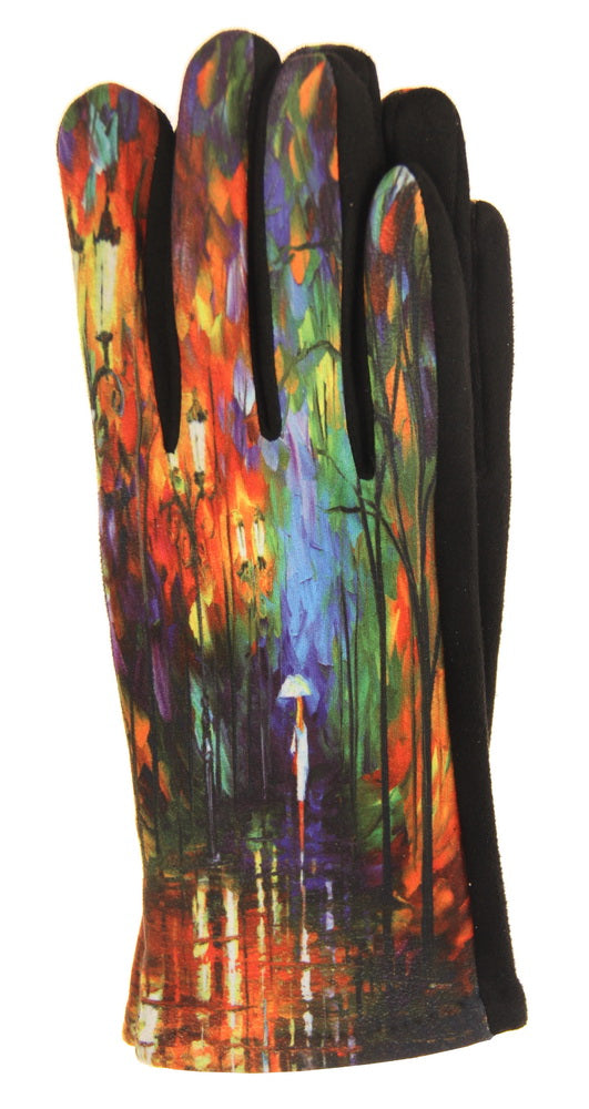 Fashion gloves featuring a stylish rain scene design, perfect for warmth and style in cold weather. Set of 2.