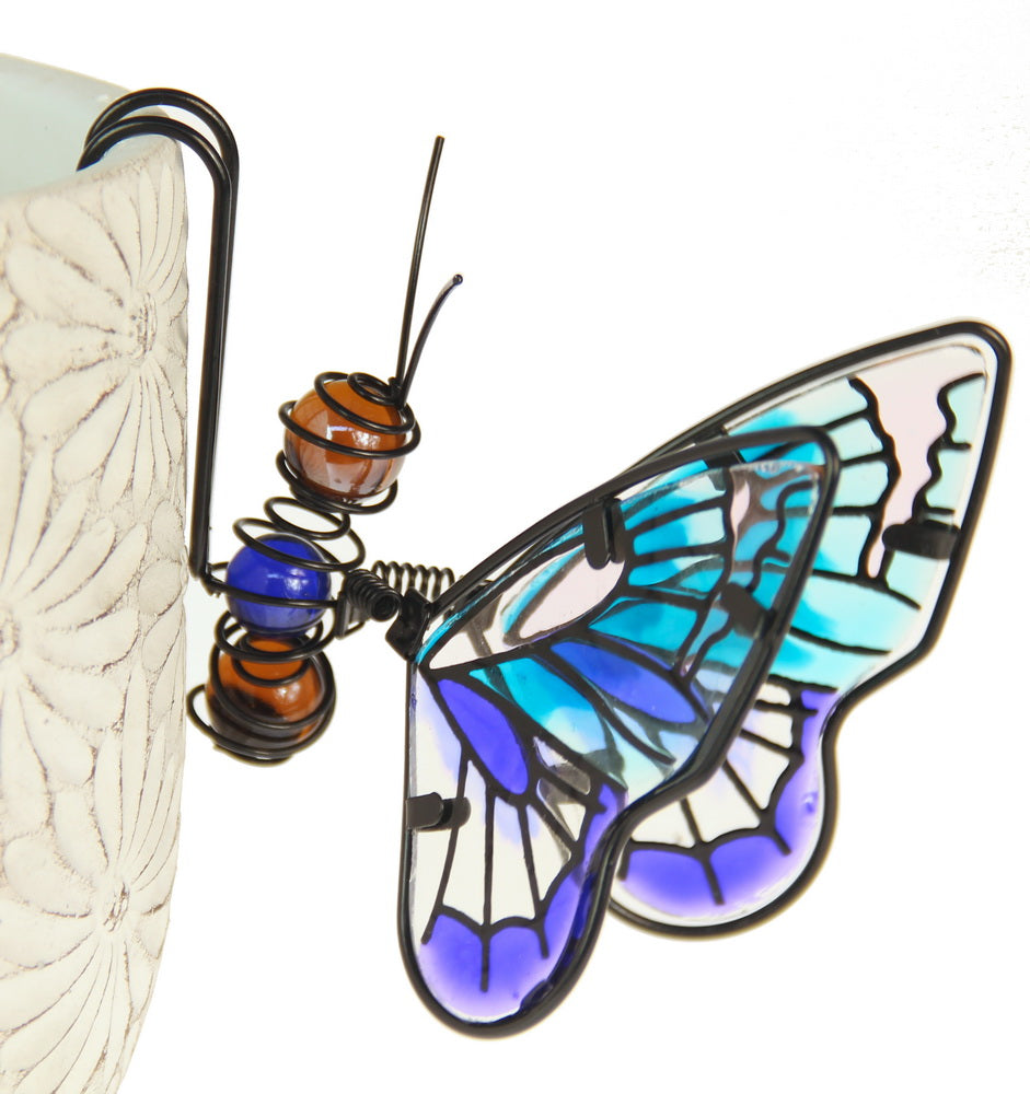 Windspinner / Suncatcher - Aqua Butterfly Pot Decor - AQUA - Set of 2