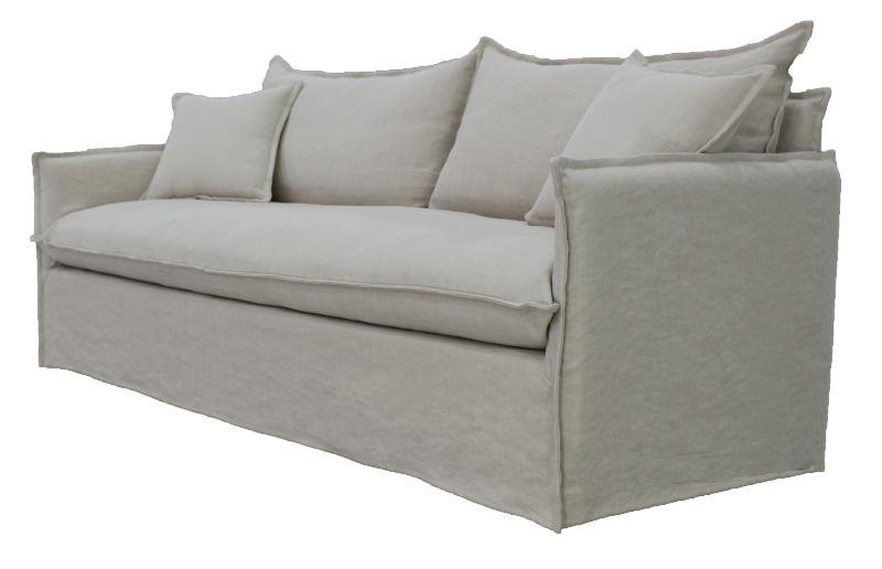 Sofa - Chantilly Slip Cover 3 Seat Salt & Pepper (201cm)