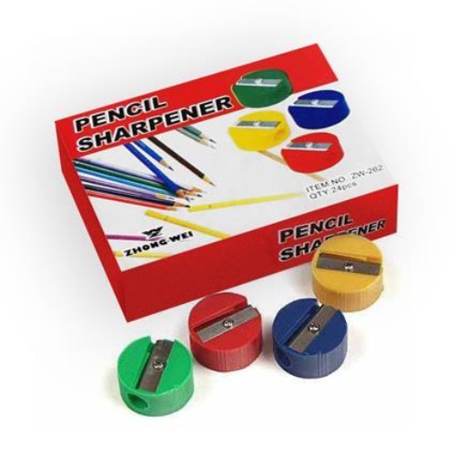 Pencil Sharpener - Round Plastic x 6 Units