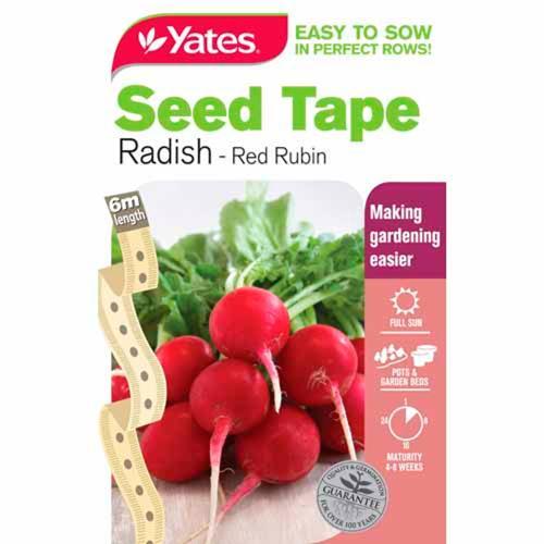 Radish Red Rubin Seed Tape 6m Tape - Yates