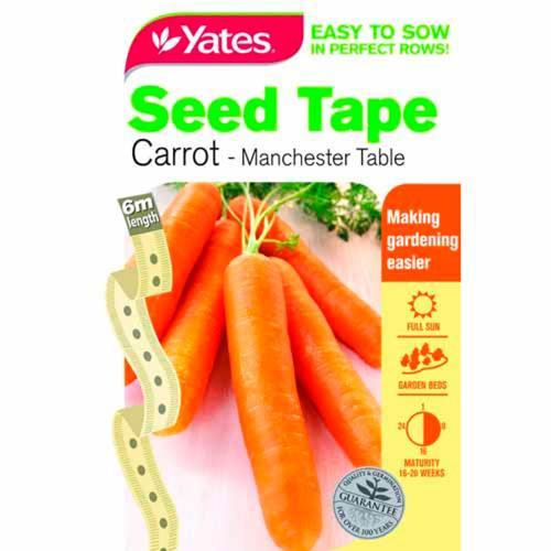 Carrot Manchester Table Seed Tape 6m Tape - Yates