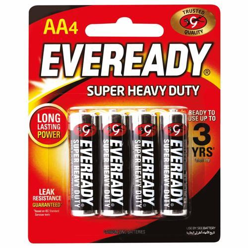 Eveready Super Heavy Duty Batteries AA, 4 Pack