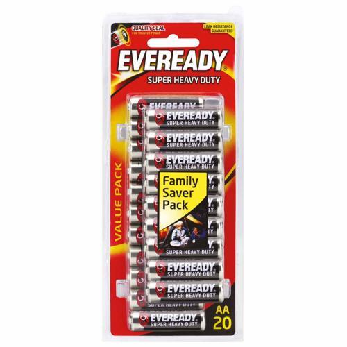 Eveready Super Heavy Duty Batteries AA, 20 Pack