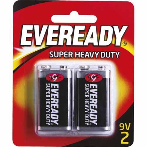 Eveready Super Heavy Duty Batteries 9V, 2 Pack