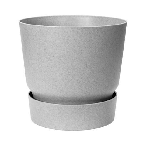 ELHO Greenville Plastic Round Pot With Saucer Grey 30cm