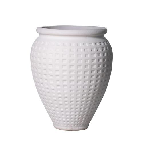 STONELEIGH & ROBERSON Urn Cement Waffle Pot L White