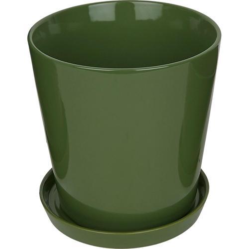 Gardeners Edge Florist Pot And Saucer L Olive Green