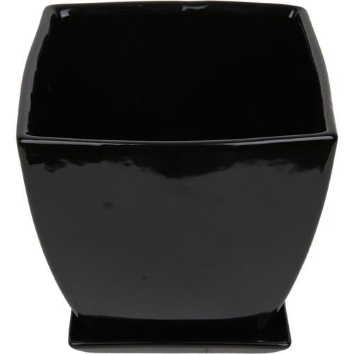 Gardeners Edge Tapered Square Pot And Saucer L Black