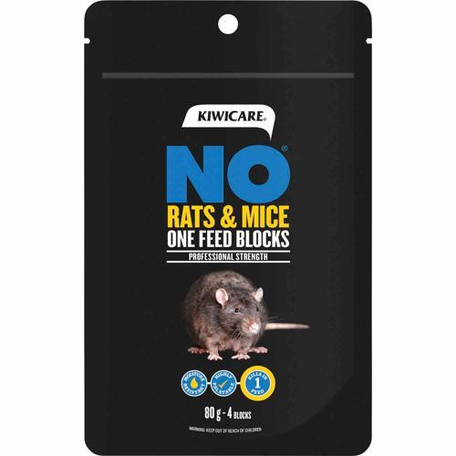 NO Rats & Mice One Feed Rodent Bait Blocks 80g - Kiwicare