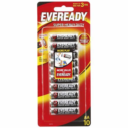 Eveready Super Heavy Duty Batteries AA, 10 Pack