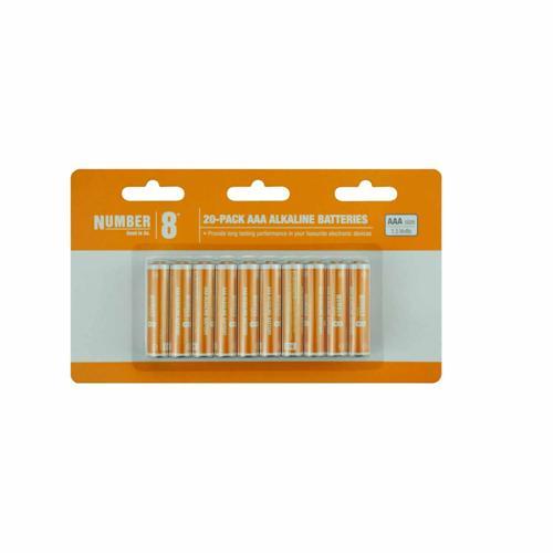 Number 8 Alkaline Batteries AAA 20 Pack