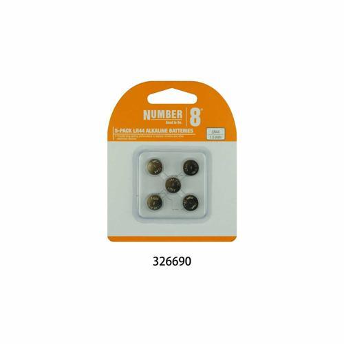 BATTERY LR44ALKALINE NUMBER8 5PK