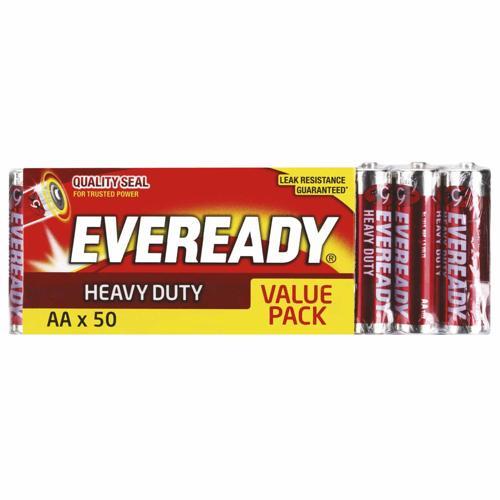 Eveready Carbon Zinc Batteries AA, 50 Pack