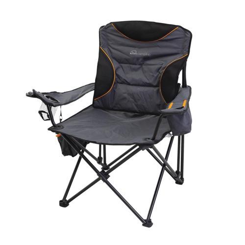 Legend Chair H: 1000mm, W: 890mm, D: 620mm Black & Grey - Kiwi Camping