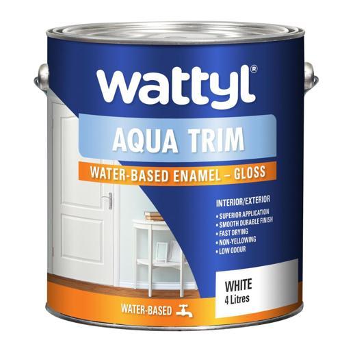 Wattyl Aqua Trim Water Based Gloss Enamel 4L White