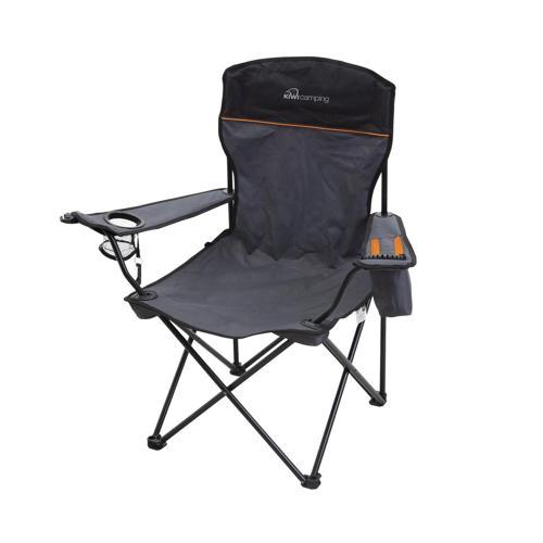 Tiki Tour Camping Chair H: 930mm, W: 820mm, D: 510mm Black & Grey - Kiwi Camping