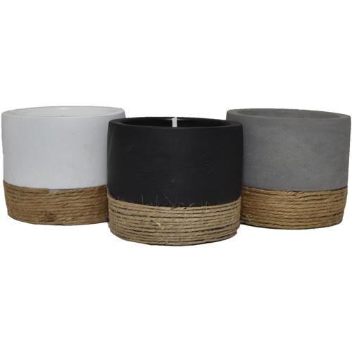 Waxworks Round Citronella Cement Candle With Rope H: 8cm