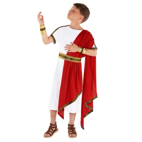 Costume Roman Toga Red Boy's 7-9 Years