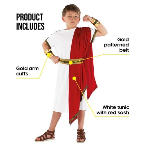 Costume Roman Toga Red Boy's 7-9 Years