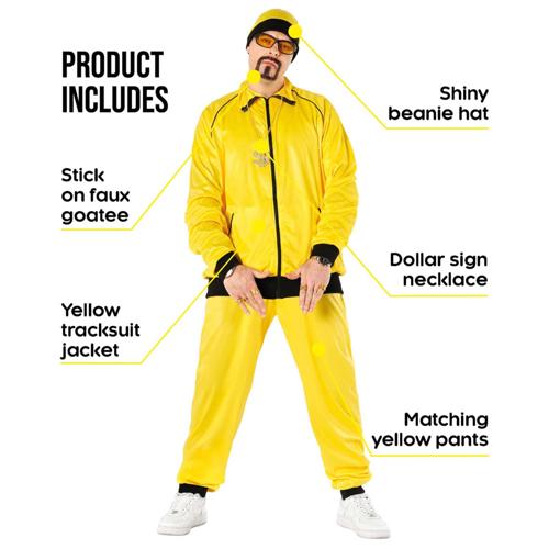 Costume Hip Hop Tracksuit Yellow Men's Size XX-Large