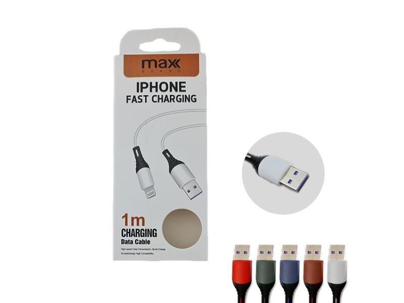 Fast Charging Cable - Max Brand USD to iPhone 1m (12 Units)
