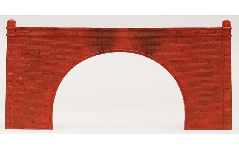 Hornby Double Brick Tunnel Portal set enhances model railways with realistic brick design for 1/76 scale trains.