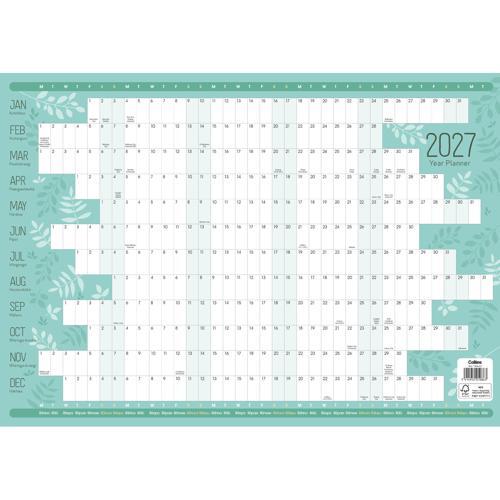 Collins Designer Wallplanner A3 Unlaminated 2027