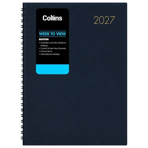 Collins Diary Boston A53 Week To View Diary Navy Wiro 2027