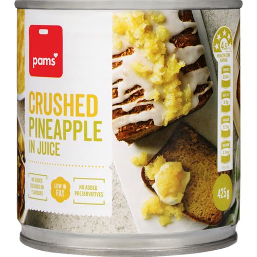 Pams Crushed Pineapple In Juice 425g