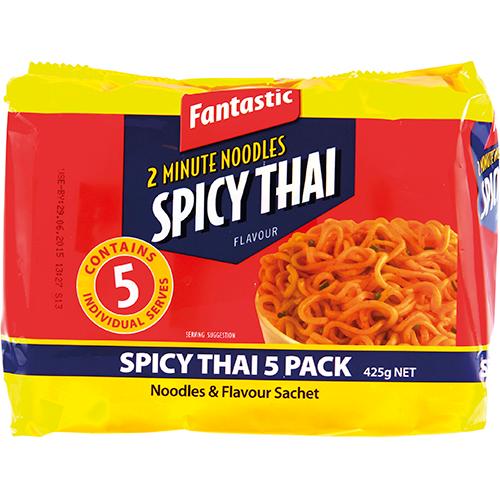 Fantastic Spicy Thai Flavour 2 Minute Noodles 5 x 85g
