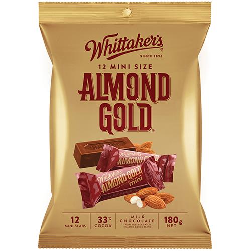 Whittaker's Mini Size Almond Gold 12 Chocolate Bars 12 x 15g