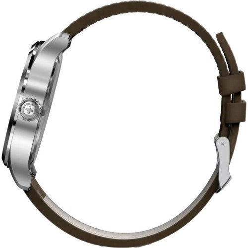 Watch - WENGER Terragraph 43mm White Dial Brown Leather Strap
